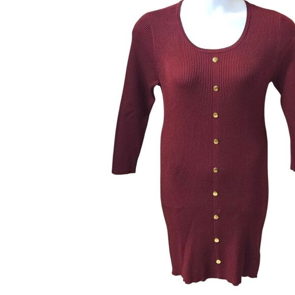 DEREK HEART PLUS SIZE Maroon Ribbed LongSleeve Sweater dress Size 2X - Picture 7 of 15